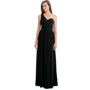 Bill Levkoff Asymmetrical One Shoulder Chiffon Criss Cross Bodice Gown Dress 10